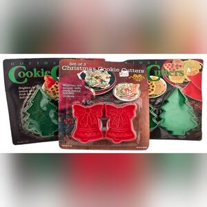 Vintage Christmas Cookie Cutters Bells & Trees NOS 6pcs. Plastic